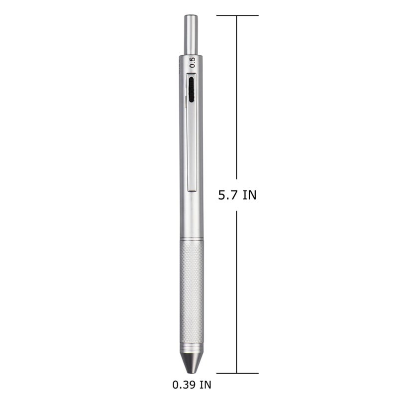 DUNBONG 4 in 1 Multicolor pen, Metal Cased Multifunction Pen, 0.5mm Mechanical Pencil, Red Ball Pen, Blue BallPen and Black Ball Pen (Silver) - Image 5